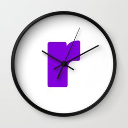 r (Violet & White Letter) Wall Clock