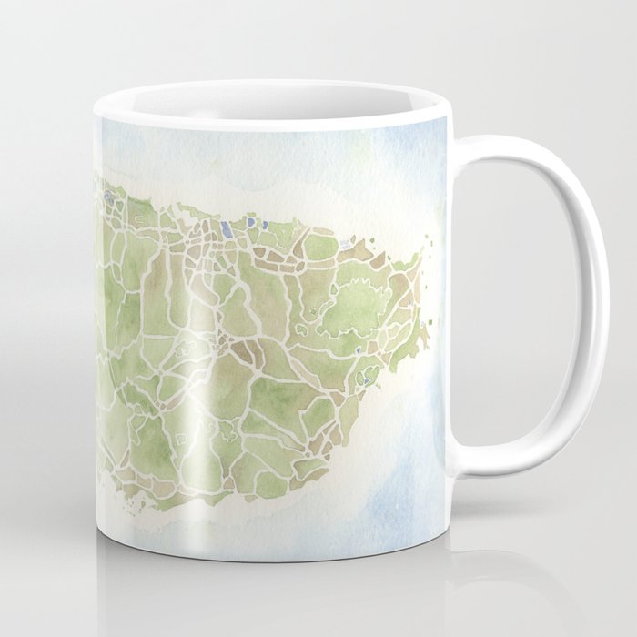 Puerto Rico watercolor map Coffee Mug