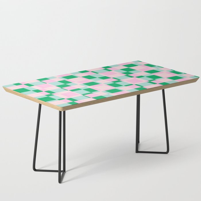 Modern Checkerboard in Pink and Green  Coffee Table