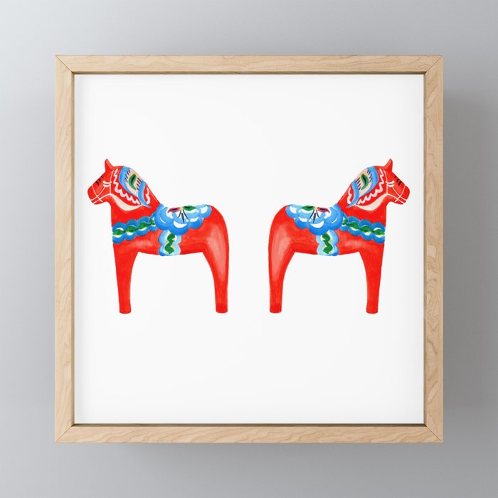 Dala Horses Framed Mini Art Print