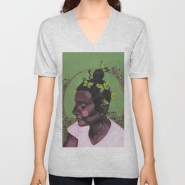 The girl with butterflies V Neck T Shirt