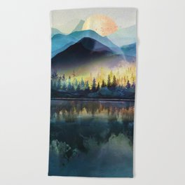 Mountain Lake Under Sunrise Beach Towel