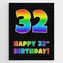 [ Thumbnail: HAPPY 32ND BIRTHDAY - Multicolored Rainbow Spectrum Gradient Jigsaw Puzzle ]