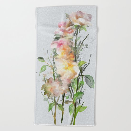 Wild roses, watencolors Beach Towel