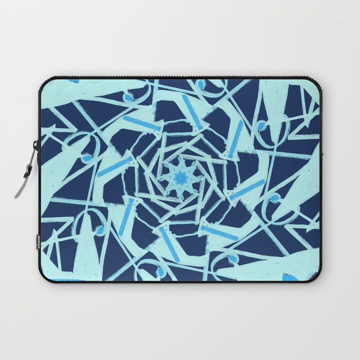 Modern Geometric Collage Navy Turquoise  Laptop Sleeve