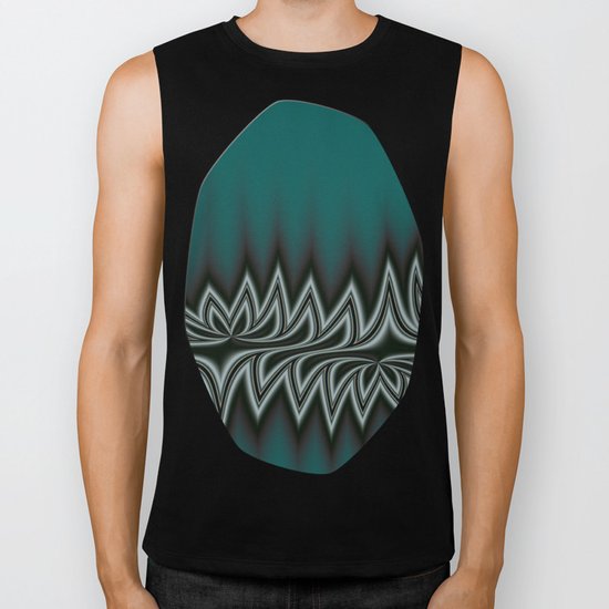Fractal Tribal Art in Pacific Teal Biker Tank