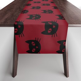 kittyhead (black on red) Table Runner