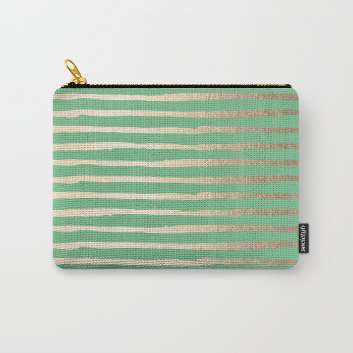 Abstract Stripes Gold Tropical Green Carry-All Pouch