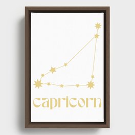 Capricorn Sign Star Constellation Art, Retro Groovy Gold Font, Wall Decor Framed Canvas