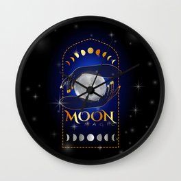 Witch Hands holding the full moon performing a magic healing ritual	 Wall Clock