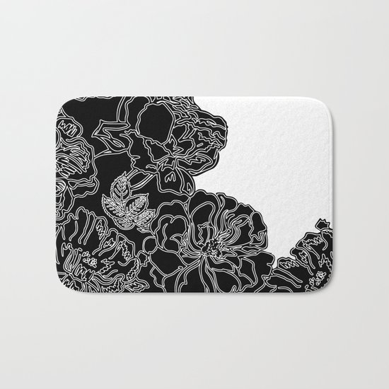 FLORAL IN BLACK AND WHITE Bath Mat