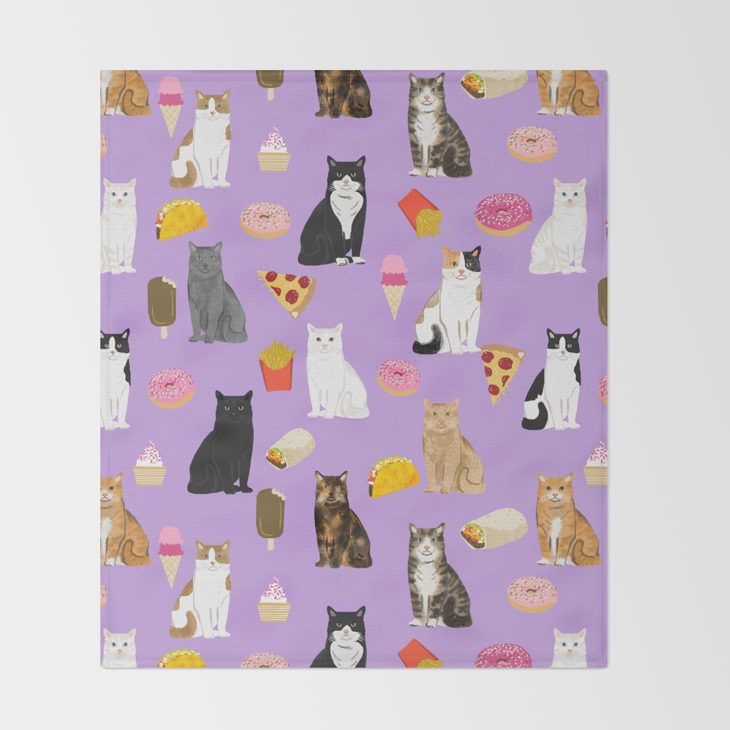 Cat Breeds Junk Food Pizza French Fries Food With Cats Gifts Ice