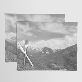 Mountains in the French alps art print- black and white landscape and travel photography Placemat