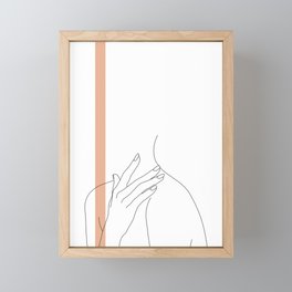 Hands line drawing illustration - Danna stripe Framed Mini Art Print
