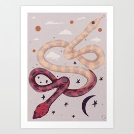 New Year Snakes Illustration Art Print