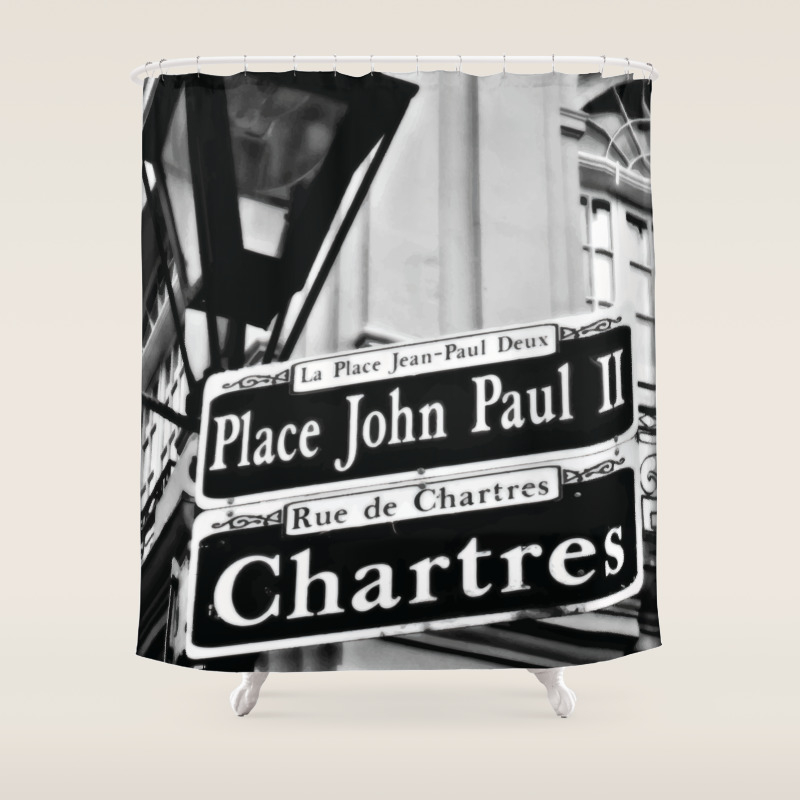 Black And White New Orleans French Quarter Street Sign Shower