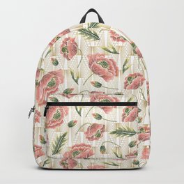 Poppies Embroidery Faux Gold Heart Backpack