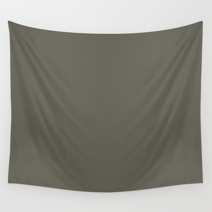 Dark Gray-Brown Solid Color Pantone Tea Leaf 18-0517 TCX Shades of Yellow Hues Wall Tapestry