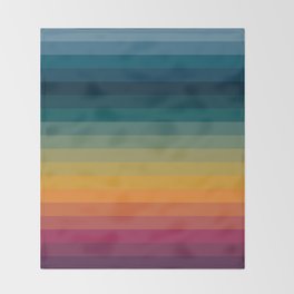 Colorful Abstract Vintage 70s Style Retro Rainbow Summer Stripes Throw Blanket