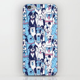 Funny Dogs Blue Pattern iPhone Skin