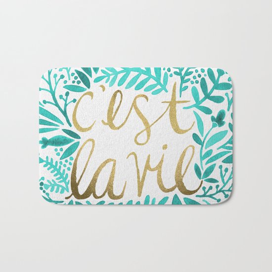 That's Life – Turquoise & Gold Bath Mat