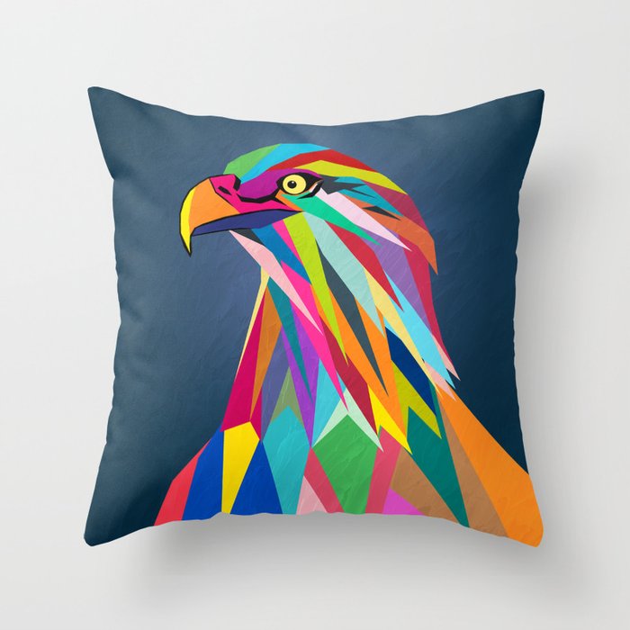 Eagle poly art  Throw Pillow
