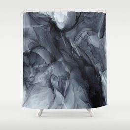 Gray Black Gradient Dramatic Flowing Abstract Painting Shower Curtain