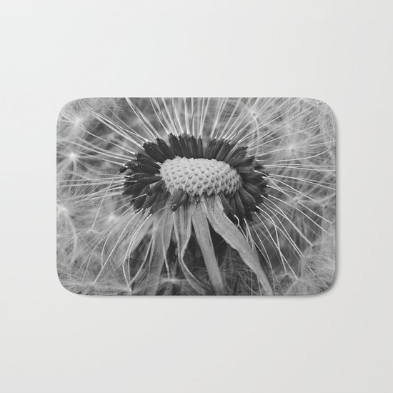 Dandelion Black and White Photography | Nature Art | Plant | Botanical | Wish Bath Mat