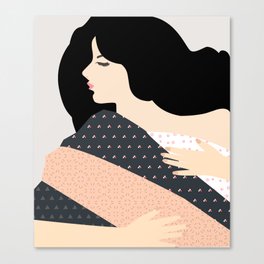Not Today, Sleepy Lazy Woman In Bed, Quirky Eclectic Blanket Cozy Sleep In Illustration Canvas Print