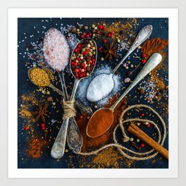 Spoons, Herbs and Spices in the Kitchen - Cooking Photography Art Print | Home, Chef, Eat, Eating, Cooking, Fresh, Decoration, Art, Decor, Kitchen 