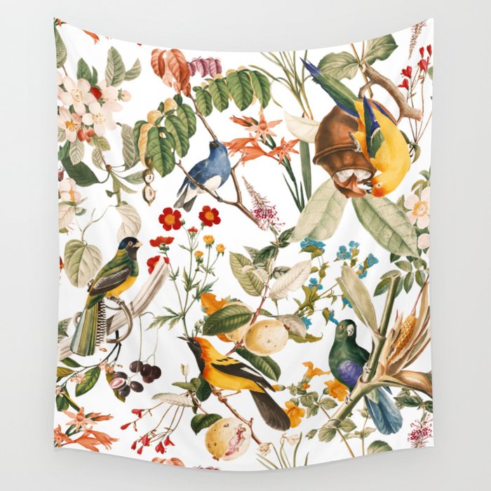 Floral and Birds XXXII Wall Tapestry