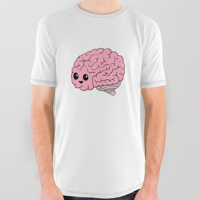 Cute Happy Brain All Over Graphic Tee