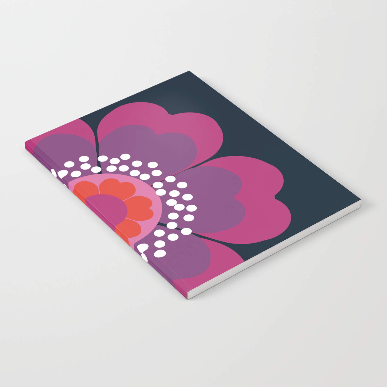 Stellar Minimal 70s Style Abstract Floral Flower Art Retro Throwback 1970 S Vintage Vibes Notebook By Seventyeight Society6