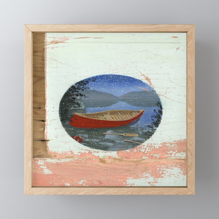 red canoe Framed Mini Art Print