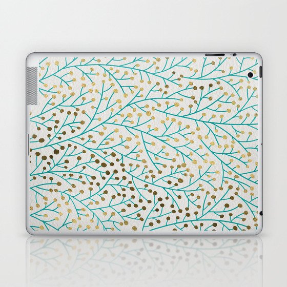 Berry Branches – Turquoise & Gold Laptop & iPad Skin