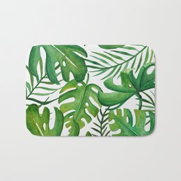 Tropical Jungle Palm Leaves Bath Mat