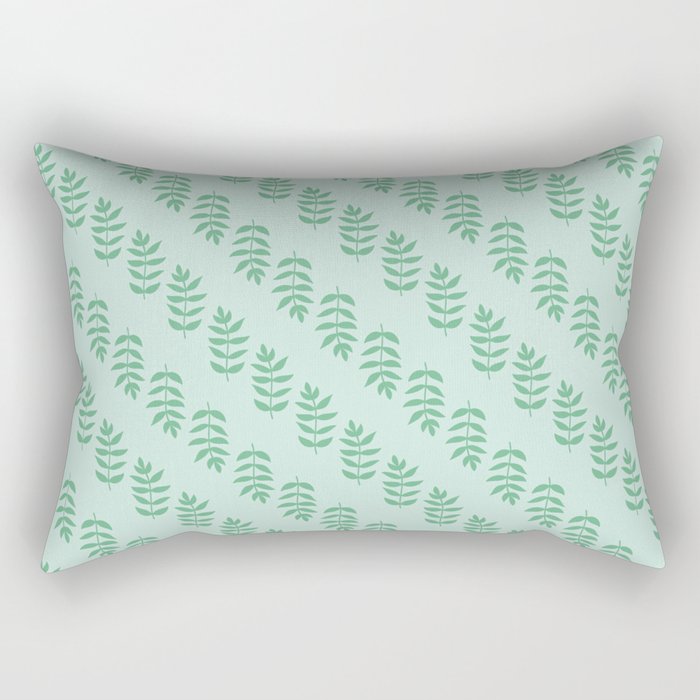 Green Leaves on Mint Green Rectangular Pillow