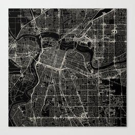 USA, Sacramento City Map - Aesthetic - Black and White Canvas Print