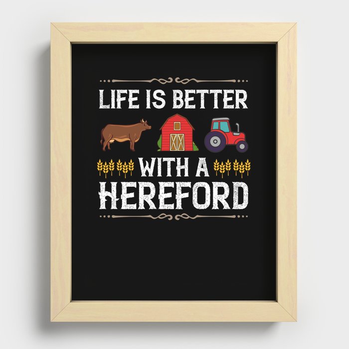 Hereford Cow Cattle Bull Beef Farm Recessed Framed Print