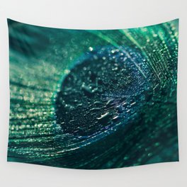 Peacock Feather Macro Wall Tapestry