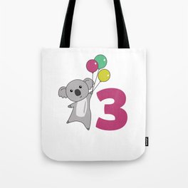Koala Third Birthday Balloons For Kids Tote Bag