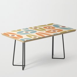 Mid Century Modern Geometric Abstract 822 Brown Orange Olive Green, Blue and Beige Coffee Table