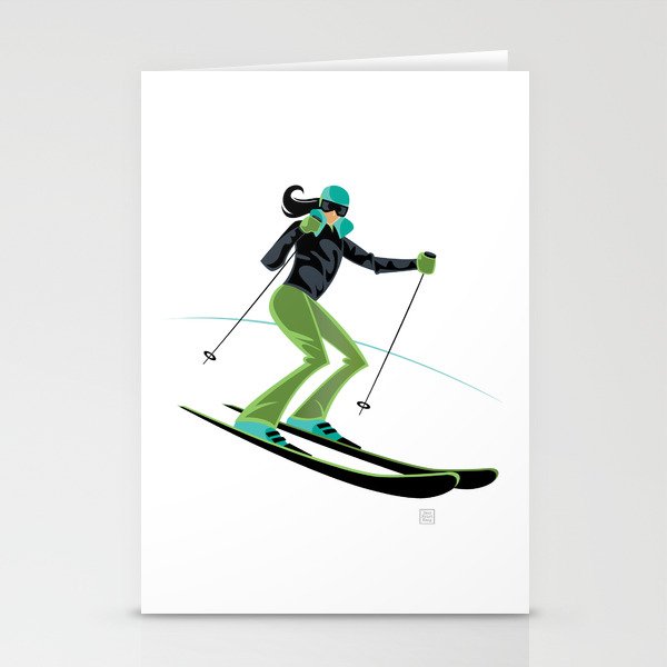 Ski Girl Turns Stationery Cards