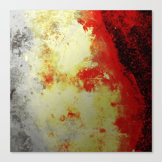 Into The Heat - Black, red, yellow and silver abstract painting Canvas Print