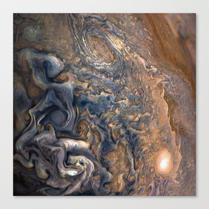 Swirling Clouds of Planet Jupiter Close Up from Juno Cam Canvas Print