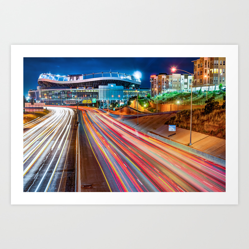 Denver Colorado Cityscape And Football Stadium Of The Mile High