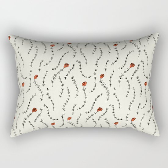 Red Roses Pattern Rectangular Pillow