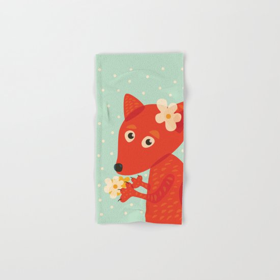 Cute Fox And Flowers Hand & Bath Towel