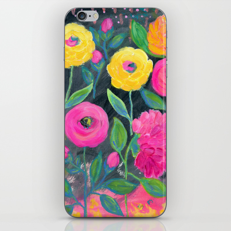 Yellow And Pink Flowers With Dark Background Floral Painting