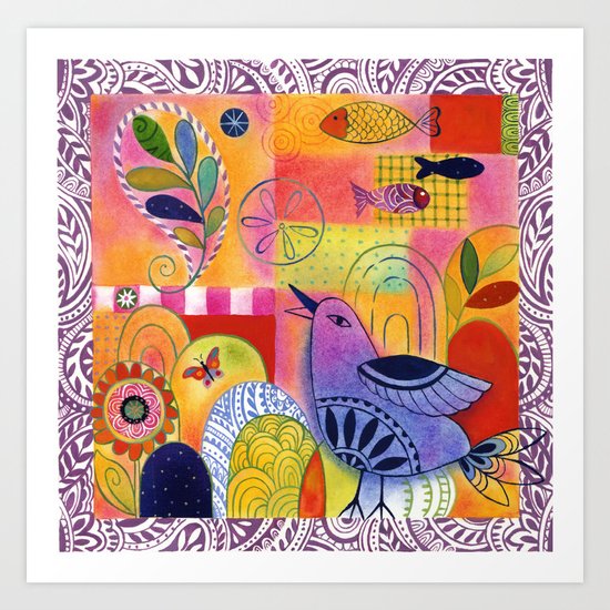 Indigo Bird Art Print